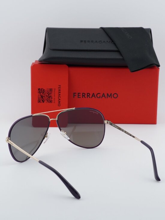 Salvatore Ferragamo SF131S 736 Aviator Sunglasses - Gold & Black / Purple main image 5